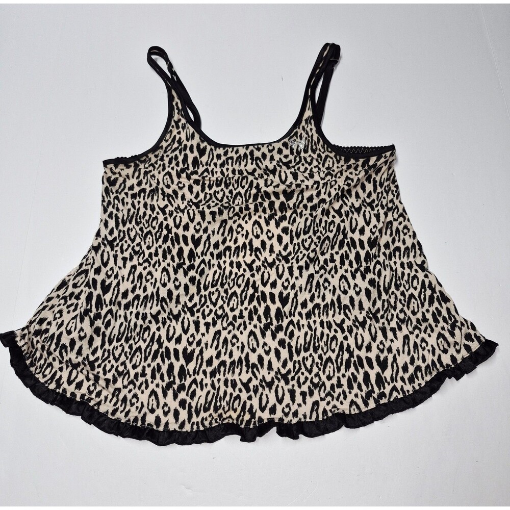 Victoria Secret Leopard Babydoll Cami Top Lace Y2K Sexy Little Things Small Vtg